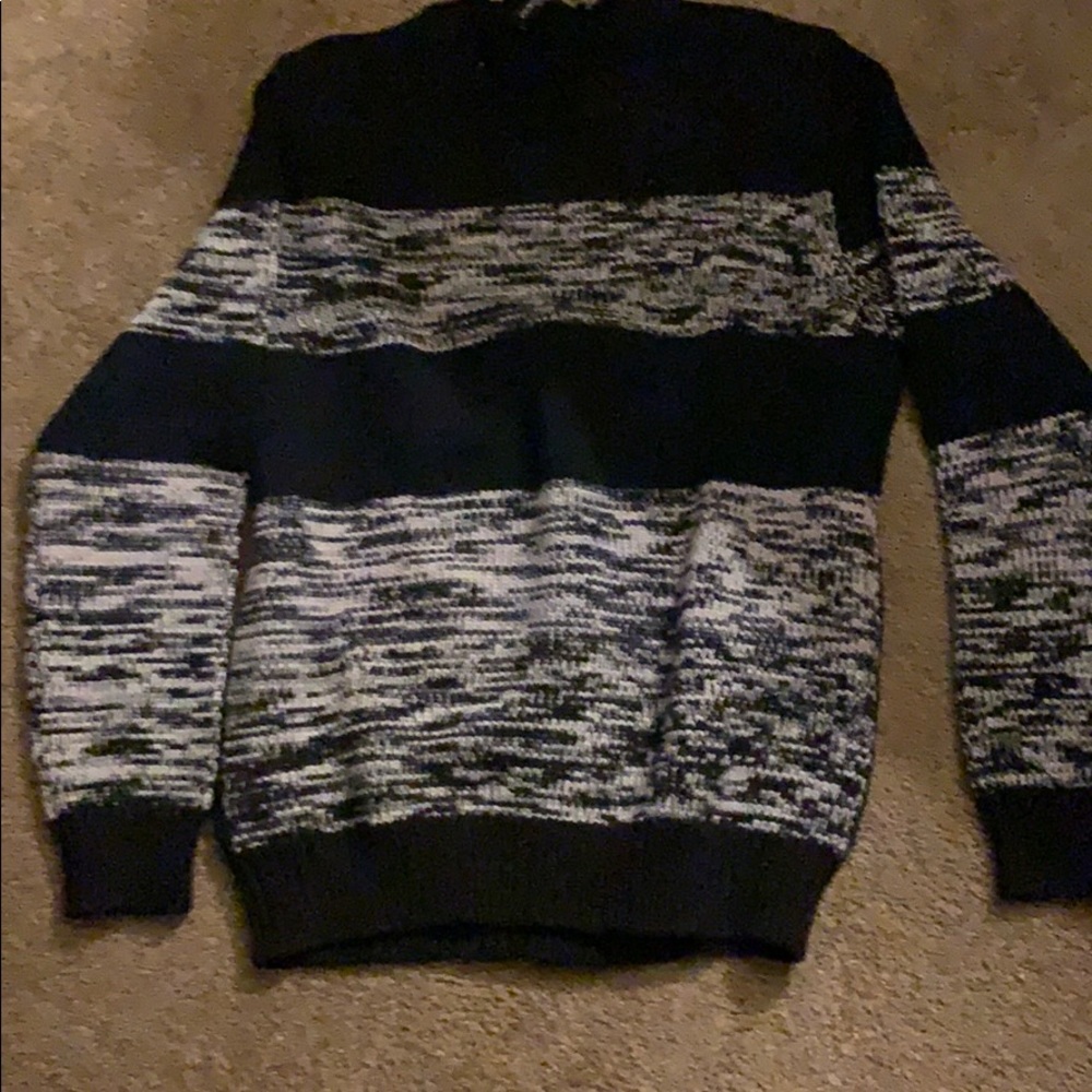 Black/white heavyweight wool sweater.